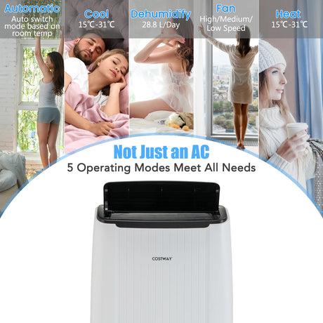 12000 BTU 4-in-1 Portable Air Conditioner with Heater  Fan and Dehumidifier