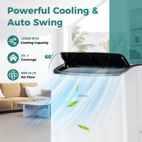 12000 BTU Portable Air Conditioner with Heat and Smart WiFi Enabled-White