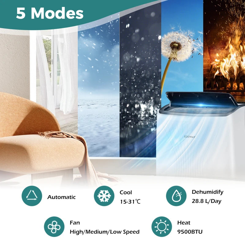12000 BTU Portable Air Conditioner with Heat and Smart WiFi Enabled-White
