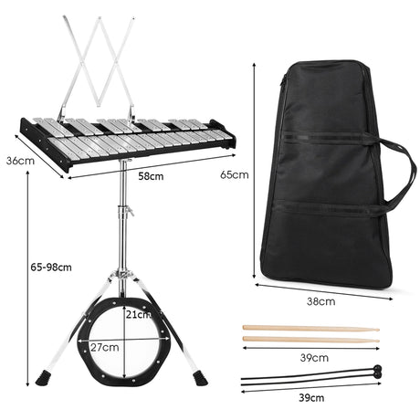 30 Notes Percussion with Practice Pad Mallets Sticks Stand