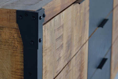 Giner and Colomer - Industrial 2-Door, 3-Drawer Mango Wood & Metal Sideboard