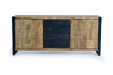 Giner and Colomer - Industrial 2-Door, 3-Drawer Mango Wood & Metal Sideboard