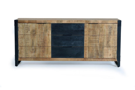 Giner and Colomer - Industrial 2-Door, 3-Drawer Mango Wood & Metal Sideboard