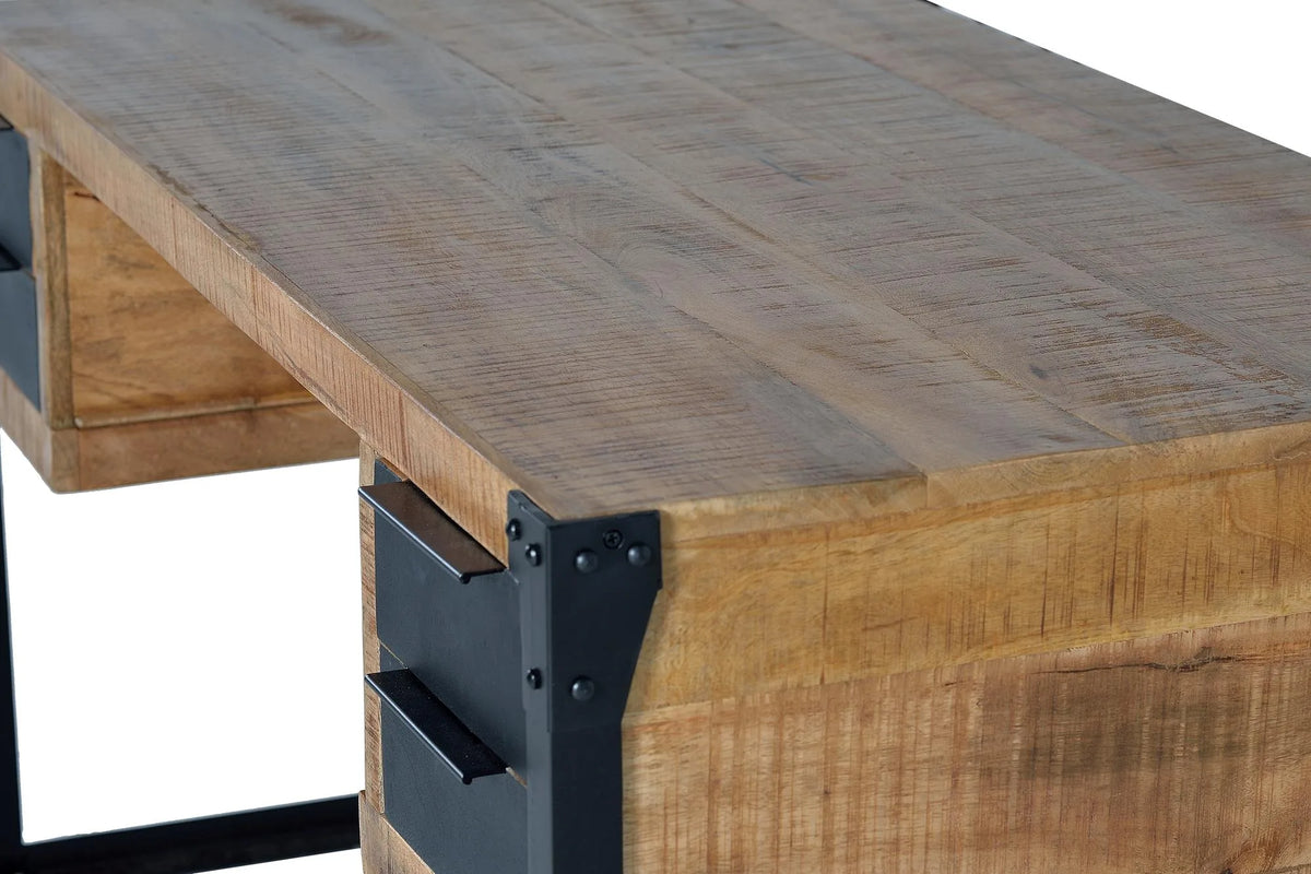 Giner and Colomer - Industrial 4-Drawer Mango Wood & Metal Desk