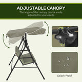 Outsunny Three-Seater Garden Swing Chair, with Adjustable Canopy - Green