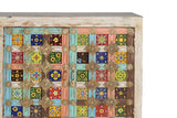 Giner and Colomer - 4-Door Mango Wood Sideboard With Metal Base & Ceramic Door Details