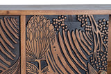 Giner and Colomer - 4-Door Acacia Wood Sideboard With Hand-Carved Door Details