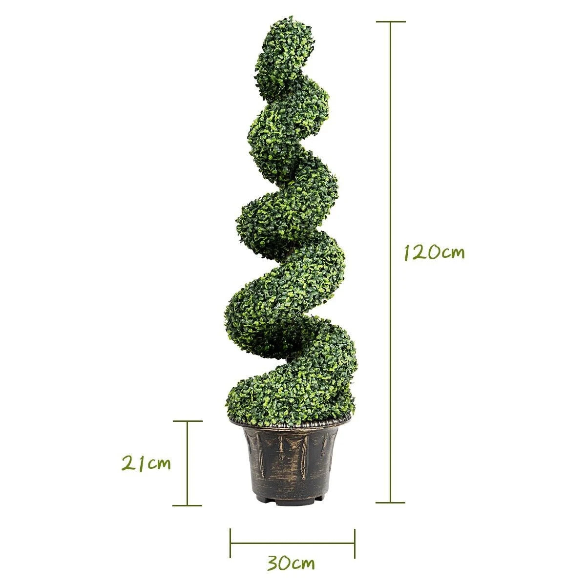 2 Pieces 118cm Artificial Boxwood Spiral Tree with Realistic Leaves and Nursery Pot, Fake Greenery Tree for Indoor and Outdoor