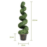 2 Pieces 118cm Artificial Boxwood Spiral Tree with Realistic Leaves and Nursery Pot, Fake Greenery Tree for Indoor and Outdoor