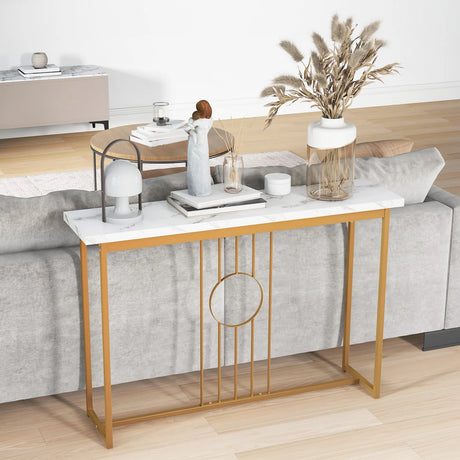 Modern Faux Marble Top Entryway Table-White