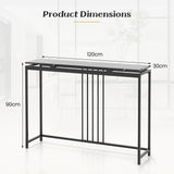 120cm Console Table Narrow Entryway Table with Faux Marble Tabletop-Black