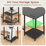 120cm L-Shaped Computer Desk Corner Study Writing Desk with Outlets-Black