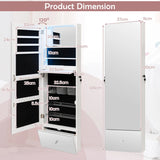 Wall Mounted Jewelry Armoire Organizer with Full-Length Frameless Mirror-White