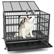 96CM/120CM Foldable Heavy-Duty Metal Dog Cage with Lockable Rolling Casters-M
