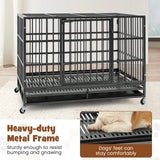 96CM/120CM Foldable Heavy-Duty Metal Dog Cage with Lockable Rolling Casters-M