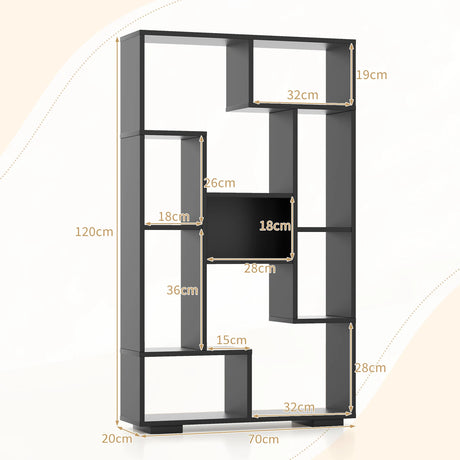 120cm Tall Bookshelf with Anti-tipping Kits for Home Office-Black