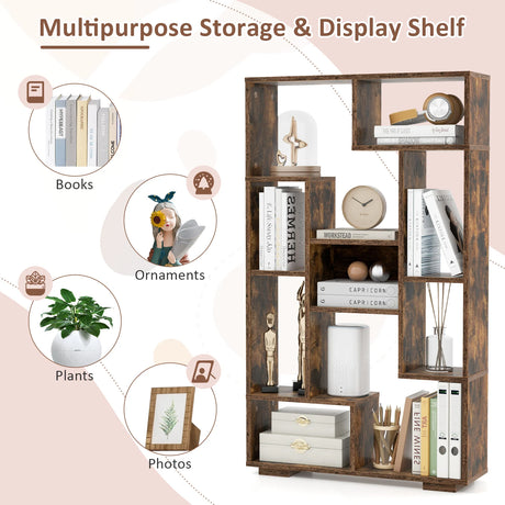 120cm Tall Bookshelf with Anti-tipping Kits for Home Office-Brown