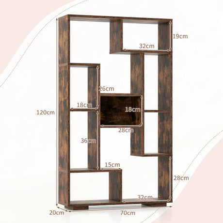 120cm Tall Bookshelf with Anti-tipping Kits for Home Office-Brown