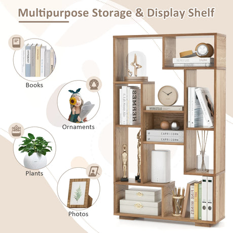 120cm Tall Bookshelf with Anti-tipping Kits for Home Office-Natural