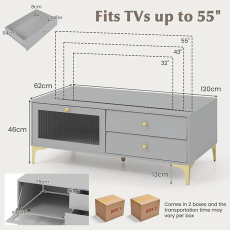 120 cm TV Stand with Compartment for 55-Inch TV-Grey