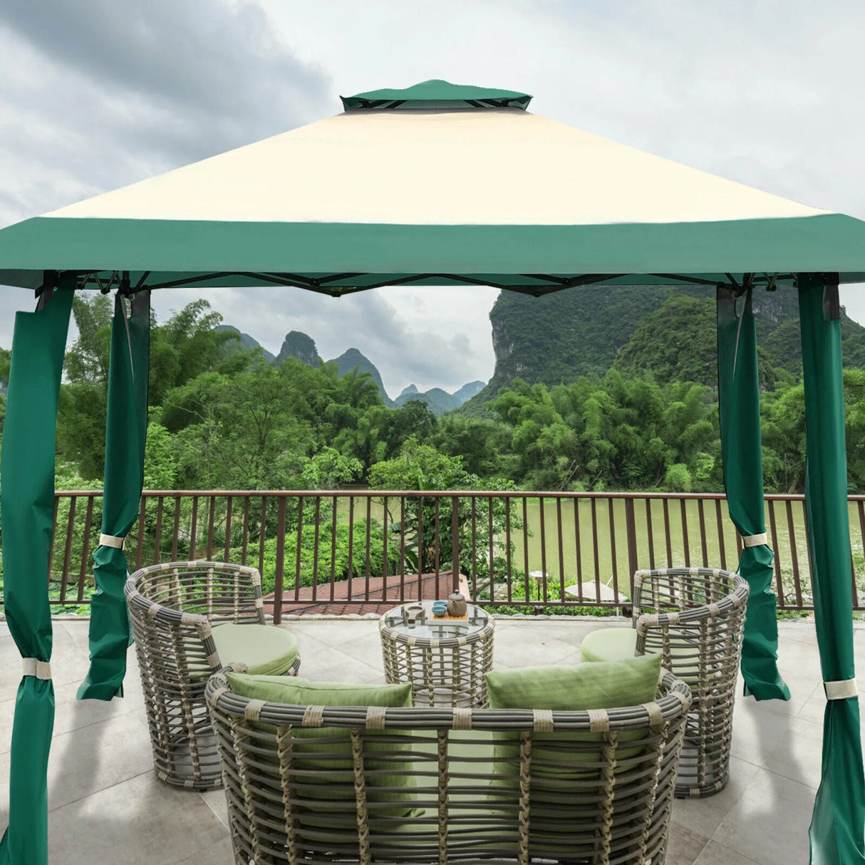 13 Feet x 13 Feet Pop Up Canopy Tent Instant Outdoor Folding Canopy Shelter-Green