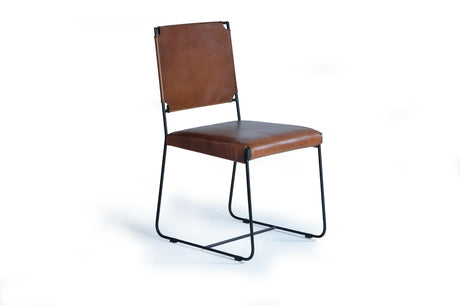 Giner and Colomer  Set Of 2 Leather Upholstered Chairs With Metal (Iron) Legs