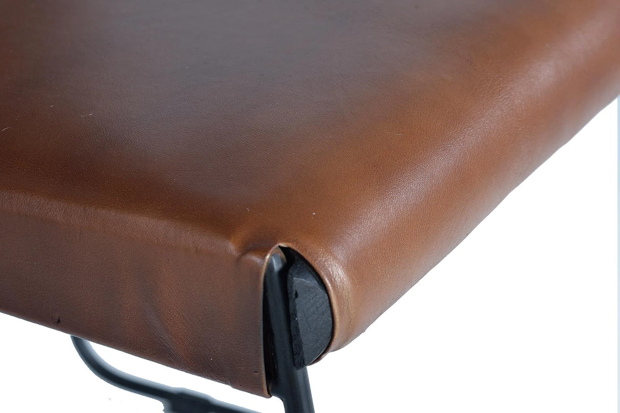 Giner and Colomer  Set Of 2 Leather Upholstered Chairs With Metal (Iron) Legs
