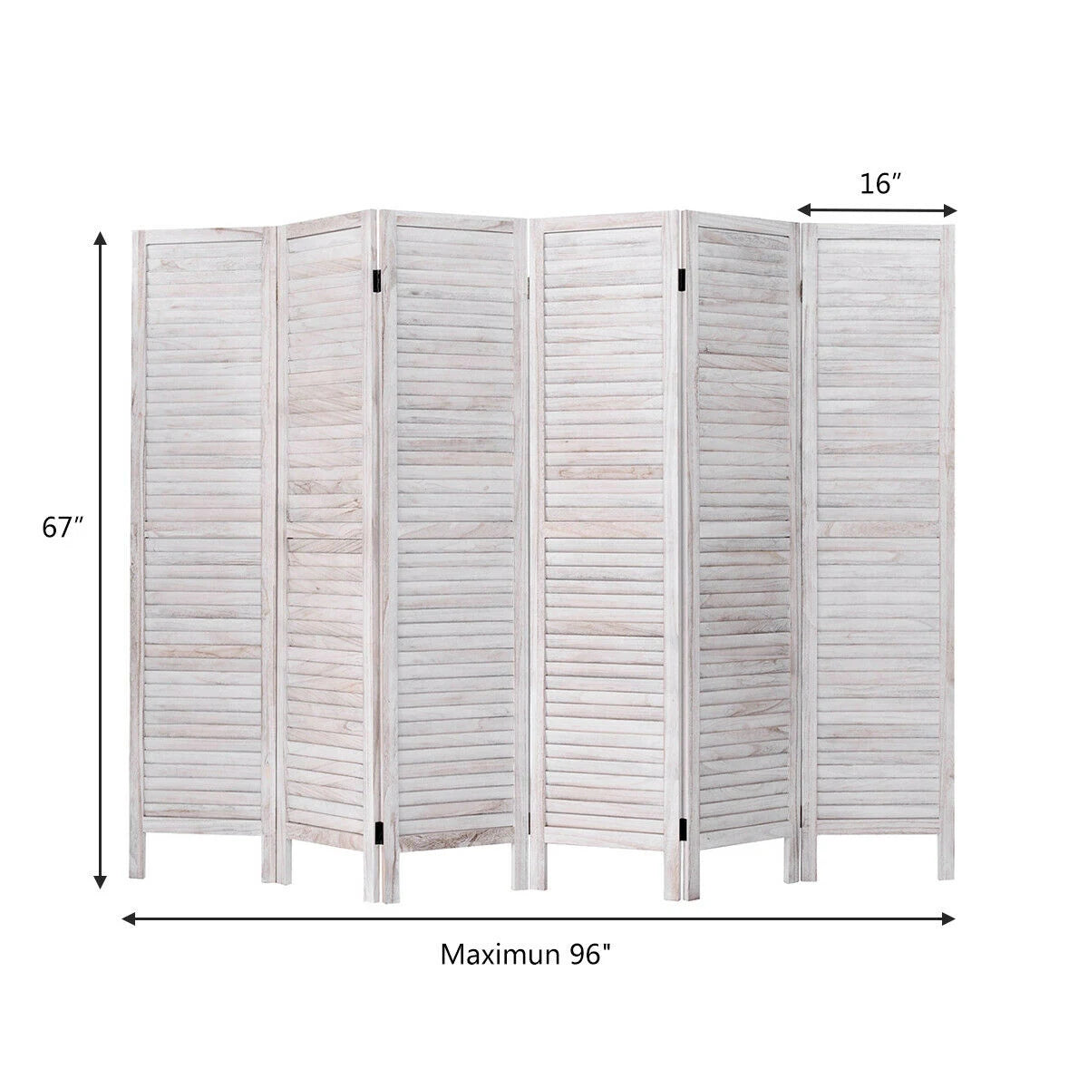 6 Panels Classic Venetian Wooden Slat Room Screen