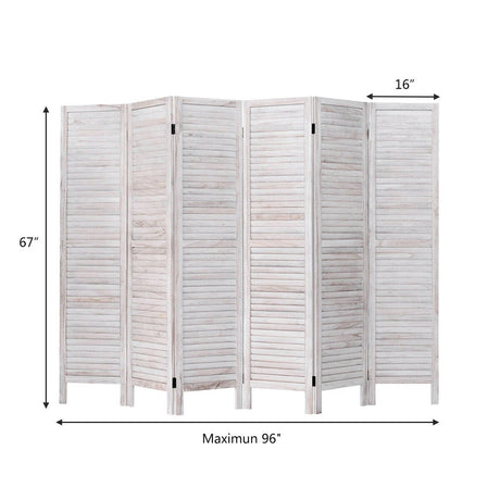 6 Panels Classic Venetian Wooden Slat Room Screen