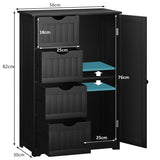 Freestanding Storage Cupboard with Adjustable Shelf and Drawers-Black