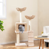 122cm Cattail Cat Tower with Sisal Scratching Posts Perch Condo-Beige
