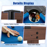 1.2M Wooden Billiard Game Table with Full Set of Balls-Blue