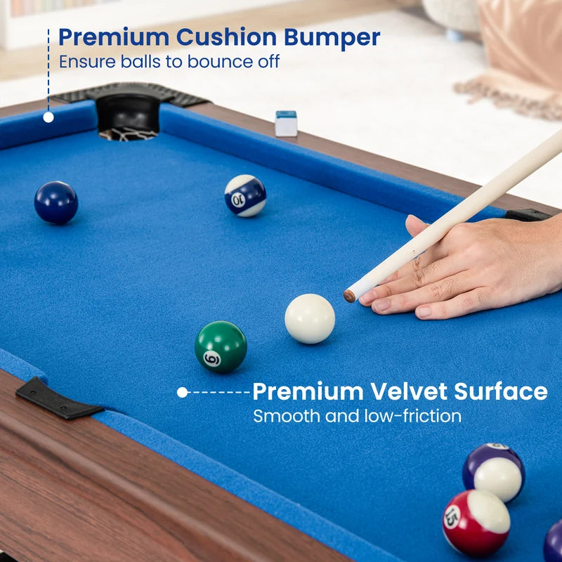 1.2M Wooden Billiard Game Table with Full Set of Balls-Blue