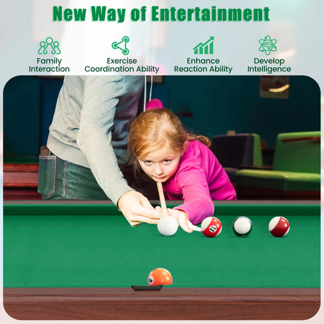 1.2M Wooden Billiard Game Table with Full Set of Balls-Green