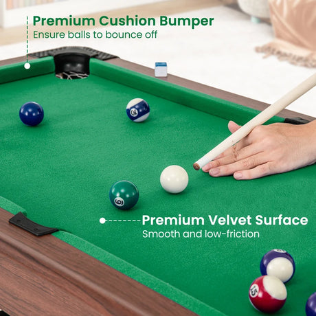 1.2M Wooden Billiard Game Table with Full Set of Balls-Green