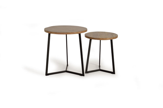 Giner and Colomer - Set Of 2 Coffee Tables In Mango Wood & Metal Base