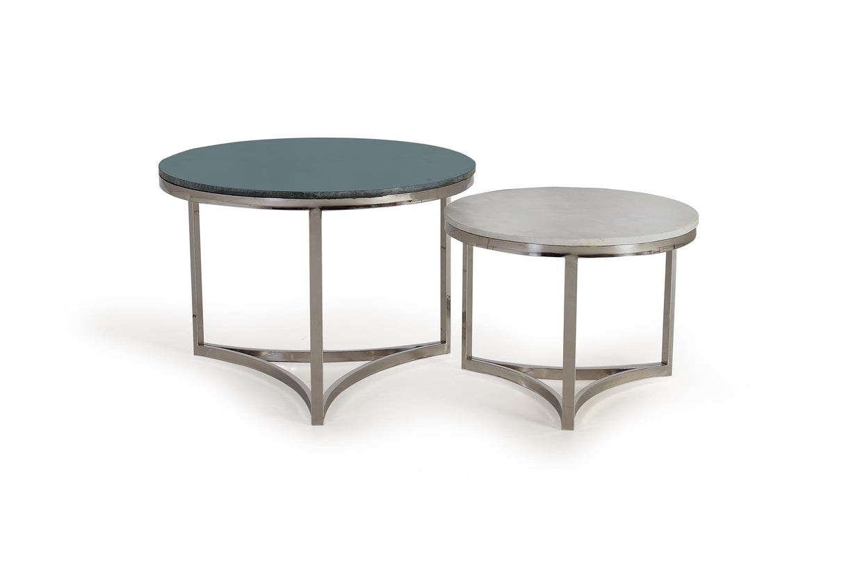 Giner and Colomer - Set Of 2 Stainless Steel & Marble Coffee Tables