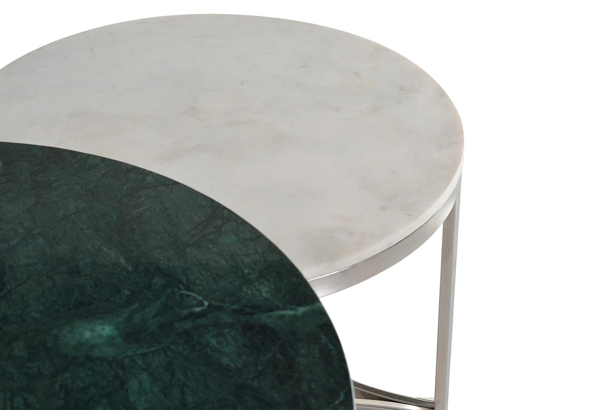 Giner and Colomer - Set Of 2 Stainless Steel & Marble Coffee Tables