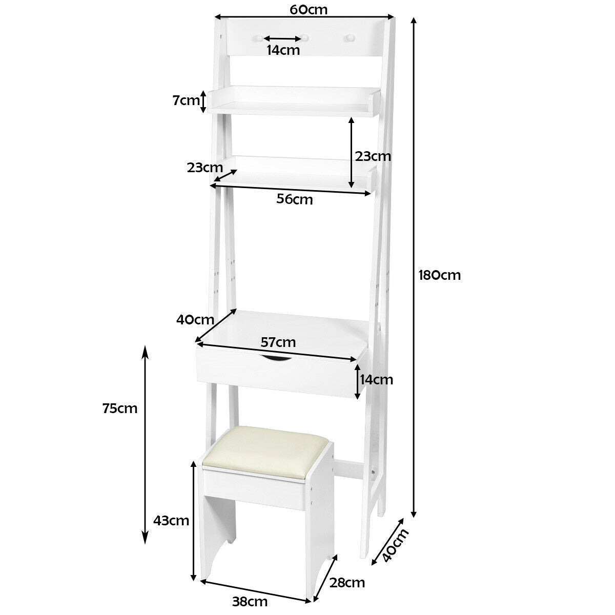 3-in-1 Vanity Set with Flip Top Mirror & Stool for Small Spaces