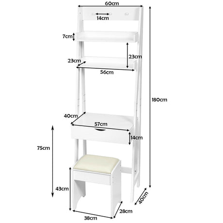 3-in-1 Vanity Set with Flip Top Mirror & Stool for Small Spaces