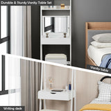 3-in-1 Vanity Set with Flip Top Mirror & Stool for Small Spaces