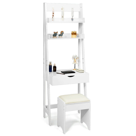 3-in-1 Vanity Set with Flip Top Mirror & Stool for Small Spaces