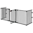 5 Panel Baby Safety Playpen Fireplace Barrier Gate Room Divider-Black