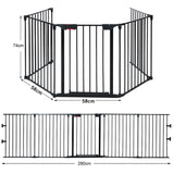 5 Panel Baby Safety Playpen Fireplace Barrier Gate Room Divider-Black