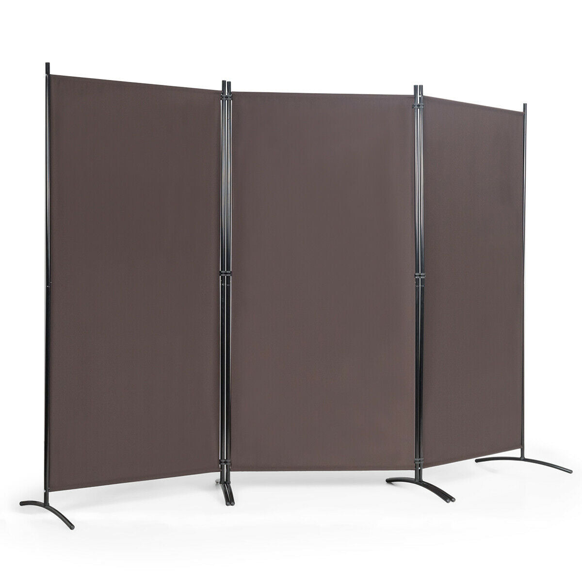 3-Panel Room Divider Folding Privacy Partition Screen for Office Room-Brown