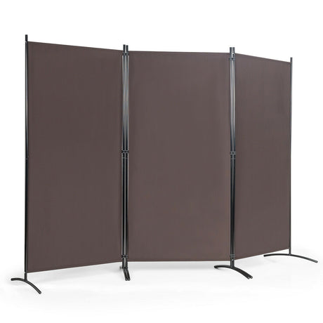 3-Panel Room Divider Folding Privacy Partition Screen for Office Room-Brown
