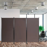 3-Panel Room Divider Folding Privacy Partition Screen for Office Room-Brown