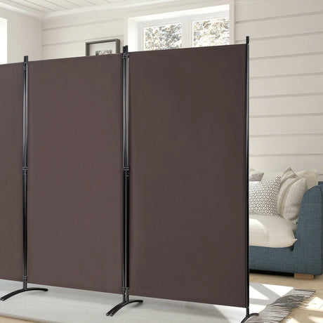 3-Panel Room Divider Folding Privacy Partition Screen for Office Room-Brown