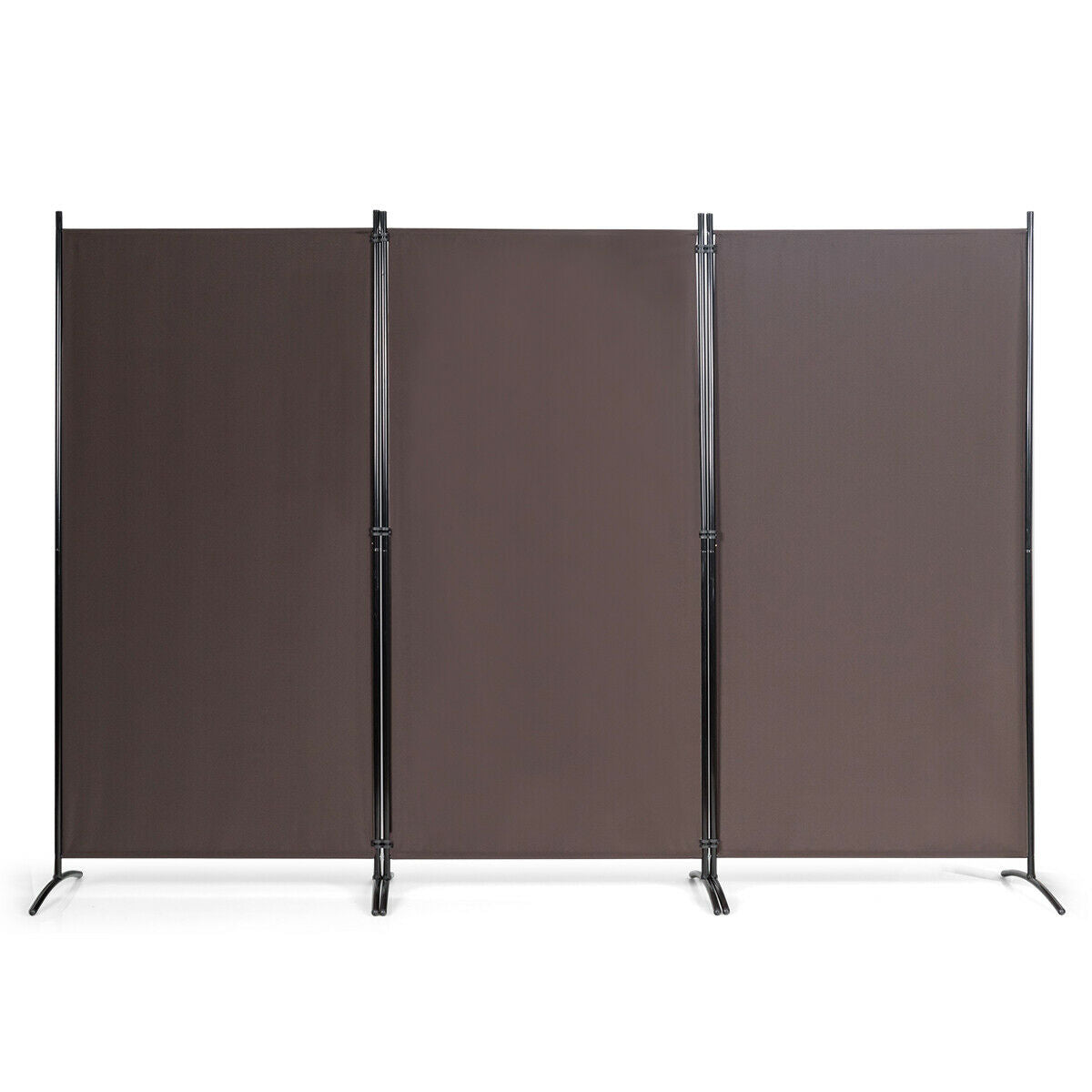 3-Panel Room Divider Folding Privacy Partition Screen for Office Room-Brown
