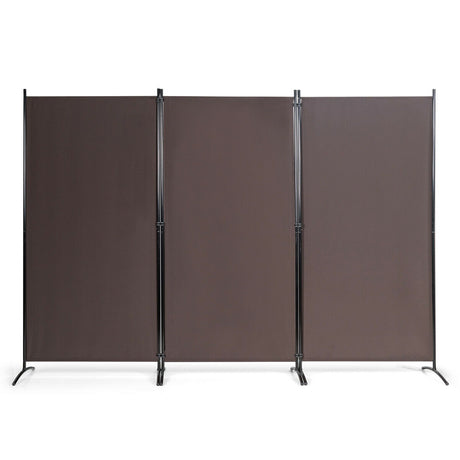 3-Panel Room Divider Folding Privacy Partition Screen for Office Room-Brown